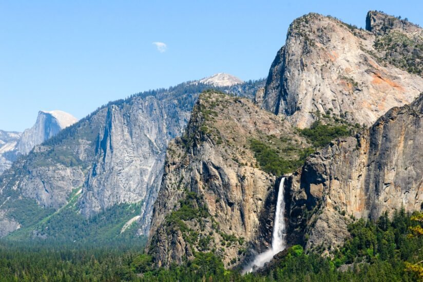 A Breathtaking View Of Yosemite Falls In Yosemite National Park, California, Highlighting The Majestic Waterfall