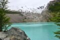 Argentina a serene lake with the huemul glacier towering in background, showcasing beauty of nature during hike patagonia short, scenic trail near el chaltén