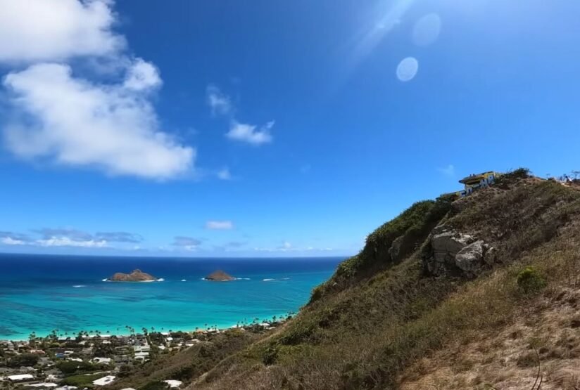 Scenic View From Lanikai Pillbox Hike, Showcasing The Ocean And Coastline From The Top Of A Hill